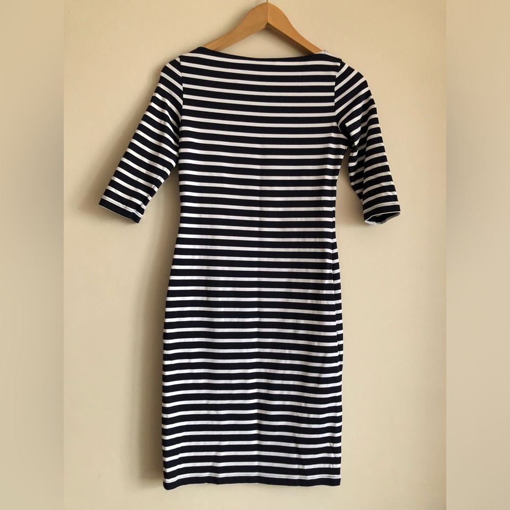 Saint James Propriano Nautical Stripe Stretch Boatneck Midi Dress Anti UV Size 2 - Picture 4 of 11